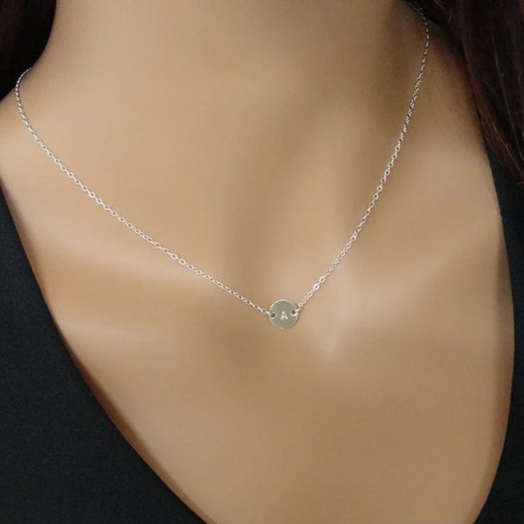 Sivado Studio Tiny Sterling Silver *Blank* Initial Disc Necklace - Picture 2 of 4